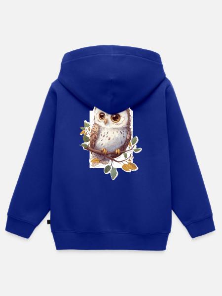 Eule - Kinder Premium Organic Zip Hoodie - Royalblau