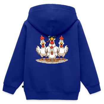 Karikatur Hühnerfamilie - Kinder Premium Organic Zip Hoodie - Royalblau - Hinten - AI Model Kid Male (0cm)