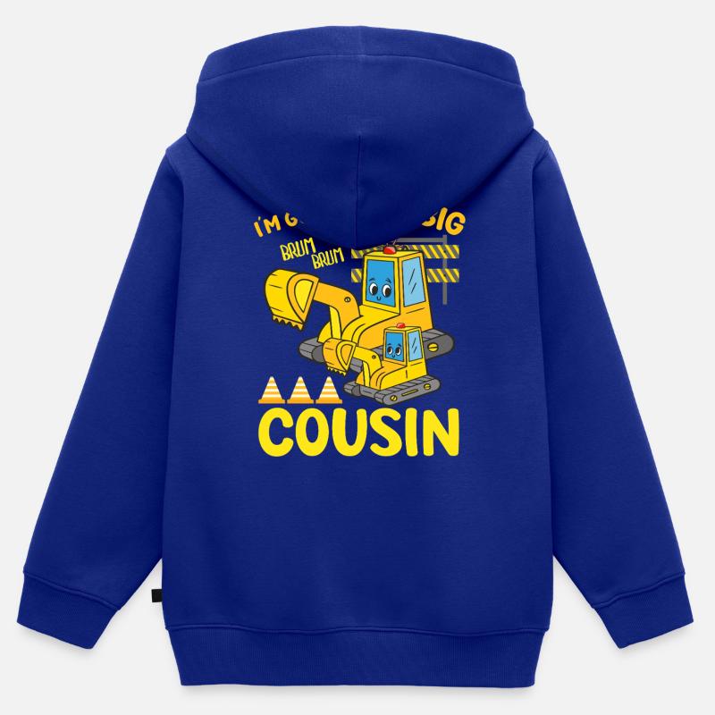 Grande conception d’excavatrice de constructeur - Sweat Premium à capuche zippé enfant bio - bleu roi