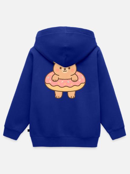 Kleiner schwimmender Bär - Kinder Premium Organic Zip Hoodie - Royalblau