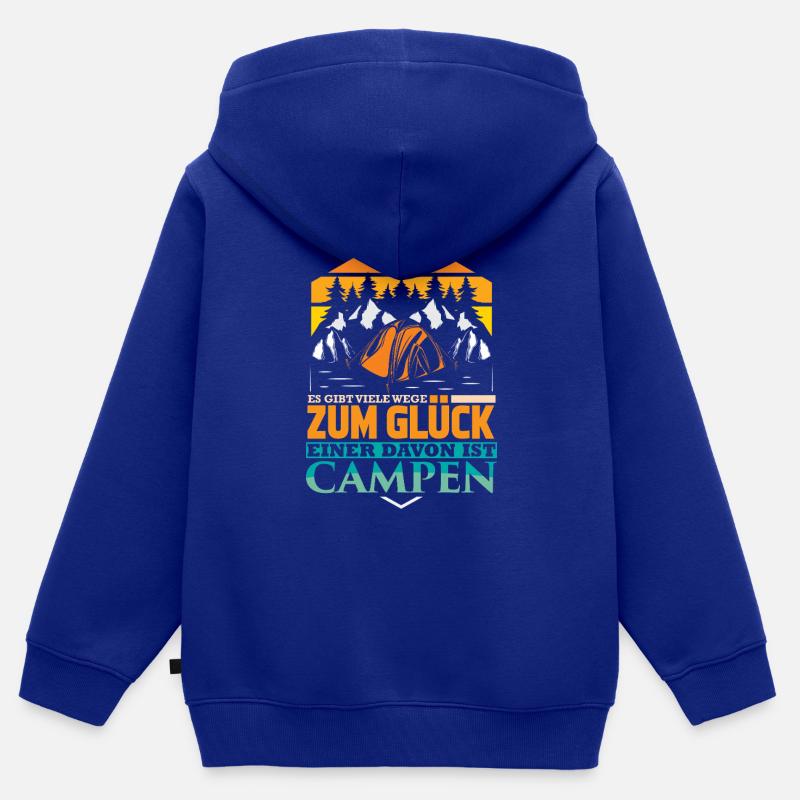 Camper Camping Caravane Dicton - Sweat Premium à capuche zippé enfant bio - bleu roi
