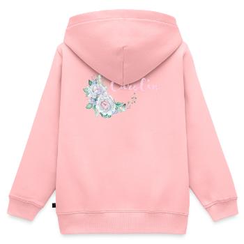 Für Carolin - Kinder Premium Organic Zip Hoodie - Rosa - Hinten - AI Model Kid Female (0cm)