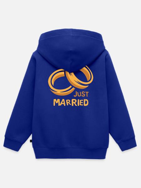 Just Married Ringe Hochzeit Liebe - Kinder Premium Organic Zip Hoodie - Royalblau