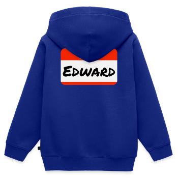 Hello My Name Is Edward Etikett Namensschild - Kinder Premium Organic Zip Hoodie - Royalblau - Hinten - AI Model Kid Male (0cm)