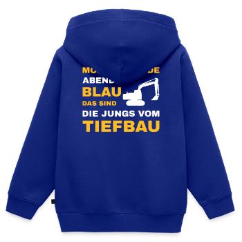 Tiefbau Tiefbauer Straßenbau Bagger Fahrer baggern - Kinder Premium Organic Zip Hoodie - Royalblau - Hinten - AI Model Kid Male (0cm)