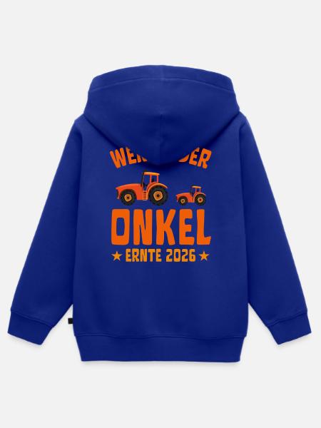 Werdender ONKEL Ernte 2026 Traktor - Kinder Premium Organic Zip Hoodie - Royalblau