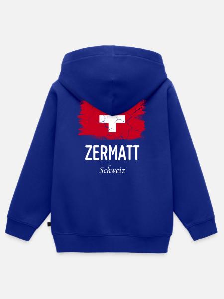 Zermatt - Kinder Premium Organic Zip Hoodie - Royalblau