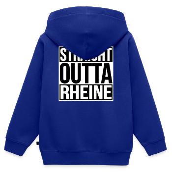 STRAIGHT OUTTA RHEINE - Kinder Premium Organic Zip Hoodie - Royalblau - Hinten - AI Model Kid Male (0cm)