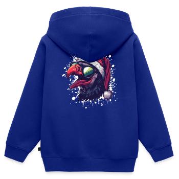 Harpie oiseau Noël drôle d’aigle - Sweat Premium à capuche zippé enfant bio - bleu roi - Dos - AI Model Kid Male (0cm)