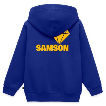Noble Samson - Sweat Premium à capuche zippé enfant bio - bleu roi - Dos - AI Model Kid Male (0cm)