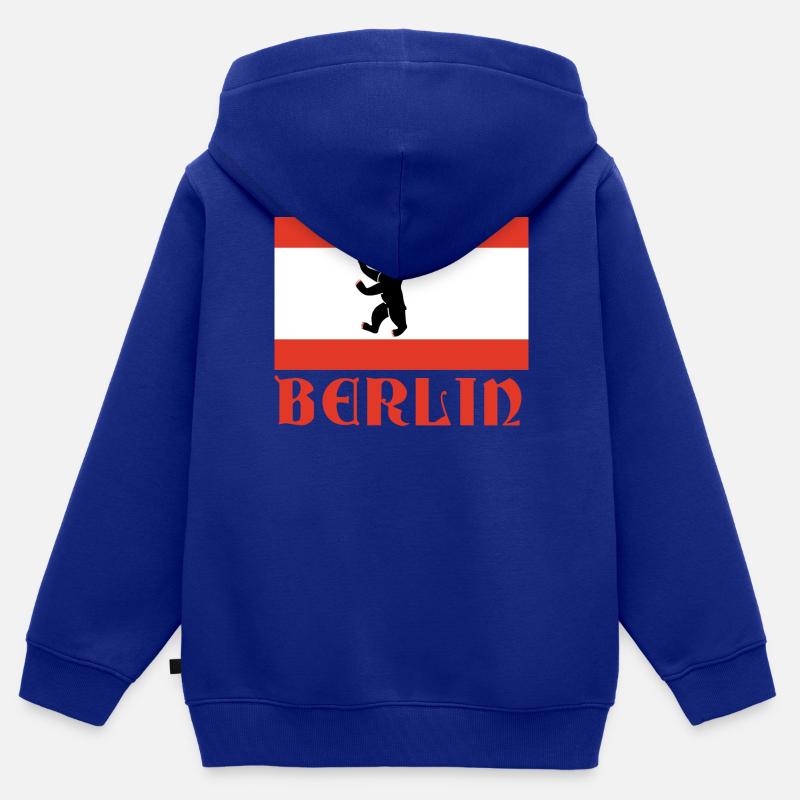 Graphique du drapeau de l’ours de Berlin - Sweat Premium à capuche zippé enfant bio - bleu roi