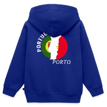 Porto - Kinder Premium Organic Zip Hoodie - Royalblau - Hinten - AI Model Kid Male (0cm)