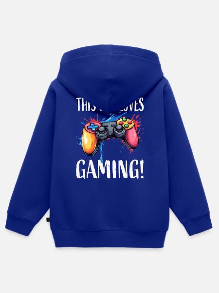 Junge liebt Gaming – bunter Controller - Kinder Premium Organic Zip Hoodie - Royalblau