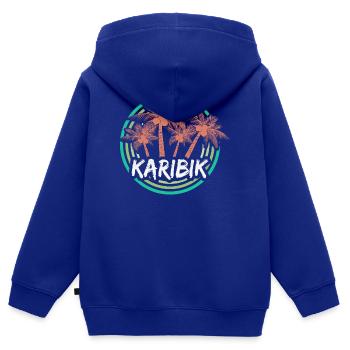 Vacances Caraïbes - Sweat Premium à capuche zippé enfant bio - bleu roi - Dos - AI Model Kid Male (0cm)