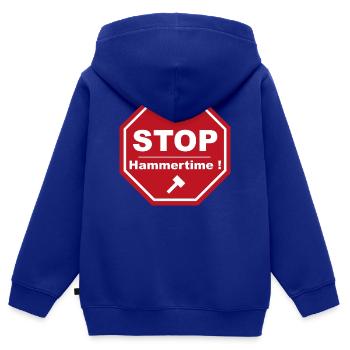stop hammertime - Sweat Premium à capuche zippé enfant bio - bleu roi - Dos - AI Model Kid Male (0cm)