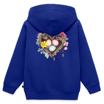 Herzförmiges Nest mit bunten Ostereiern - Kinder Premium Organic Zip Hoodie - Royalblau - Hinten - AI Model Kid Male (0cm)