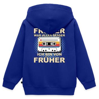 Früher war alles besser - Ich bin von früher - Kinder Premium Organic Zip Hoodie - Royalblau - Hinten - AI Model Kid Male (0cm)