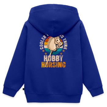 Hobby Horse Retro Banner - Kinder Premium Organic Zip Hoodie - Royalblau - Hinten - AI Model Kid Male (0cm)
