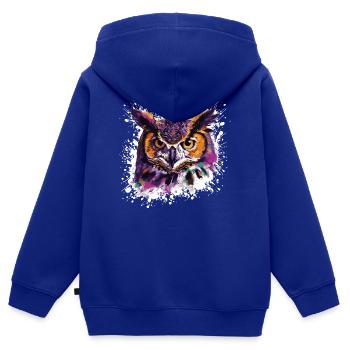 Eule Tier Nachteule - Kinder Premium Organic Zip Hoodie - Royalblau - Hinten - AI Model Kid Male (0cm)