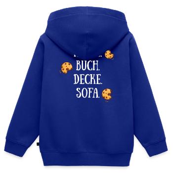 Cookies Book Blanket Sofa - Kids Premium Organic Zip-up Hoodie - royal blue - Back - AI Model Kid Male (0cm)
