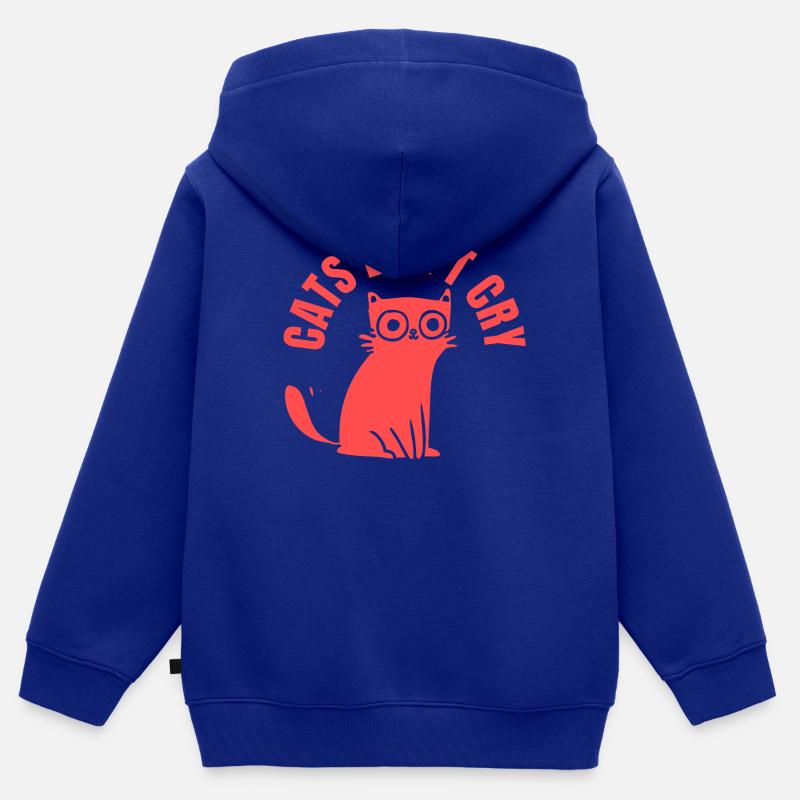 Les chats ne pleurent pas Chat stylé graphique » - Sweat Premium à capuche zippé enfant bio - bleu roi