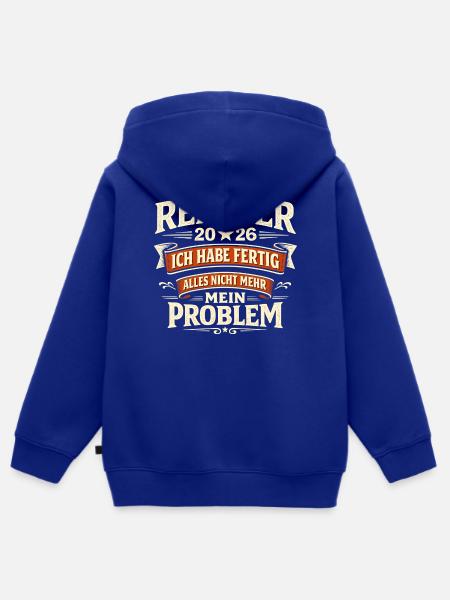 Rentner 2026 Geschenk Für Ihn Sie - Kinder Premium Organic Zip Hoodie - Royalblau