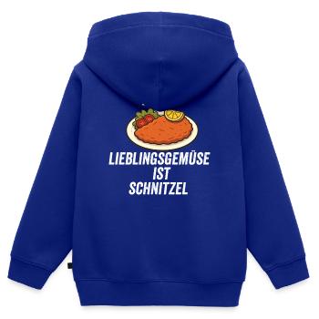 Amoureux de la bouffe du schnitzel - Sweat Premium à capuche zippé enfant bio - bleu roi - Dos - AI Model Kid Male (0cm)