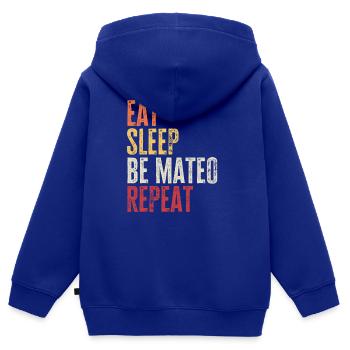 Iss, schlaf Sei Mateo Wiederhole Retro-Name - Kinder Premium Organic Zip Hoodie - Royalblau - Hinten - AI Model Kid Male (0cm)