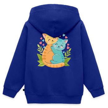 cuddling kittens - Kids Premium Organic Zip-up Hoodie - royal blue - Back - AI Model Kid Male (0cm)