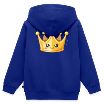 Kawaii Goldene Krone Illustration - Kinder Premium Organic Zip Hoodie - Royalblau - Hinten - AI Model Kid Male (0cm)