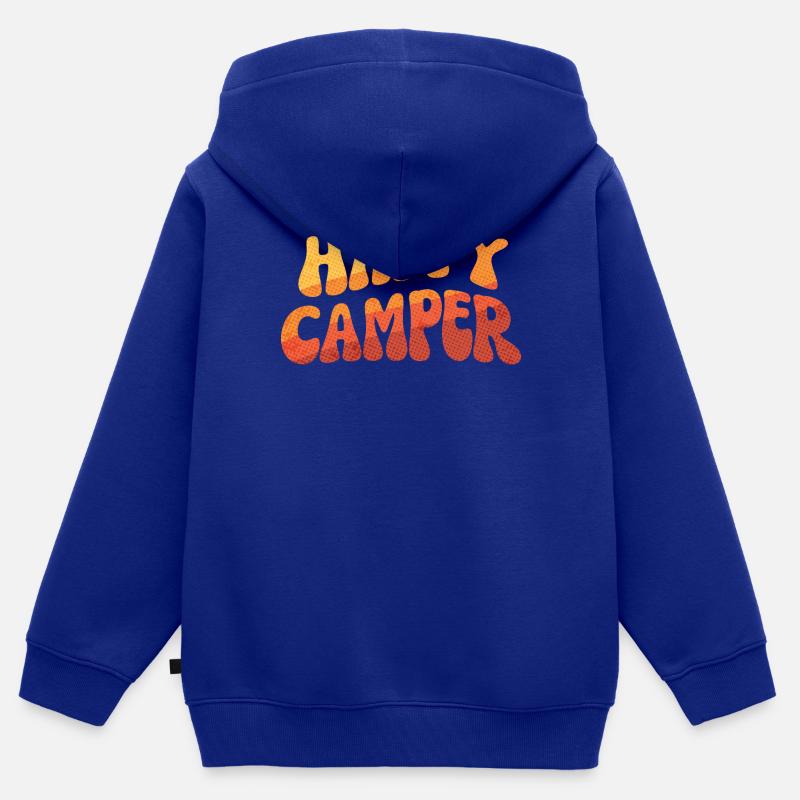Texte dégradé de campeur heureux - Sweat Premium à capuche zippé enfant bio - bleu roi