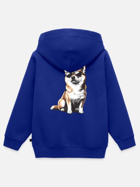 Shiba mit Sonnenbrille - Kinder Premium Organic Zip Hoodie - Royalblau