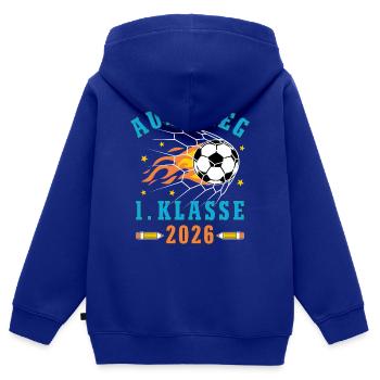 Einschulung Aufstieg 1. Klasse Dabbing Fußball - Kinder Premium Organic Zip Hoodie - Royalblau - Hinten - AI Model Kid Male (0cm)