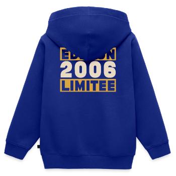 2006 20 ans Anniversaire Vintage Cadeau - Sweat Premium à capuche zippé enfant bio - bleu roi - Dos - AI Model Kid Male (0cm)