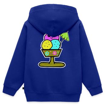 Glace colorée Sundae Glace Glace Glace - Sweat Premium à capuche zippé enfant bio - bleu roi - Dos - AI Model Kid Male (0cm)