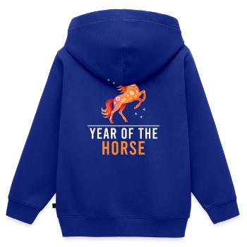 Chinesisches Neujahr des Pferdes 2026 - Kinder Premium Organic Zip Hoodie - Royalblau - Hinten - AI Model Kid Male (0cm)