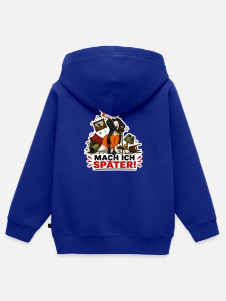 Mach ich später – Frecher Fuchs - Kinder Premium Organic Zip Hoodie - Royalblau