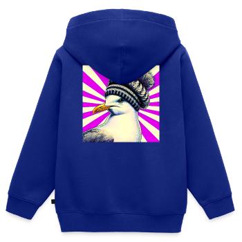 mouette - Sweat Premium à capuche zippé enfant bio - bleu roi - Dos - AI Model Kid Male (0cm)
