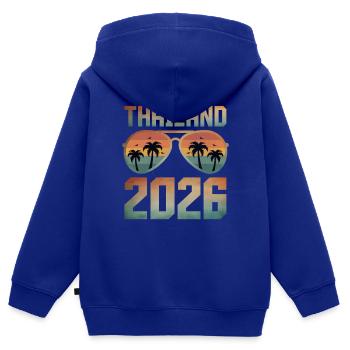 Thailand 2026 - Kinder Premium Organic Zip Hoodie - Royalblau - Hinten - AI Model Kid Male (0cm)