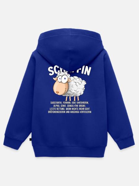 Schäffin - Alpha Schaf als Chefin - Kinder Premium Organic Zip Hoodie - Royalblau