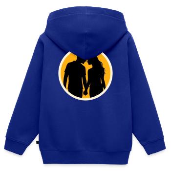 Paar Silhouette Liebe Romantik Valentinstag Freund - Kinder Premium Organic Zip Hoodie - Royalblau - Hinten - AI Model Kid Male (0cm)