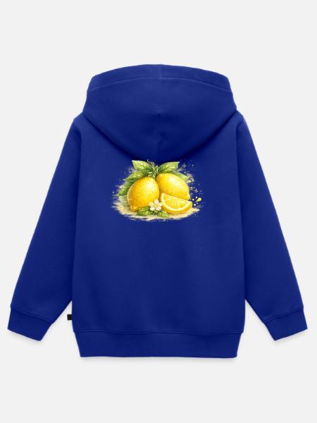 Zitrus Aquarell Zitronen-Stillleben - Kinder Premium Organic Zip Hoodie - Royalblau