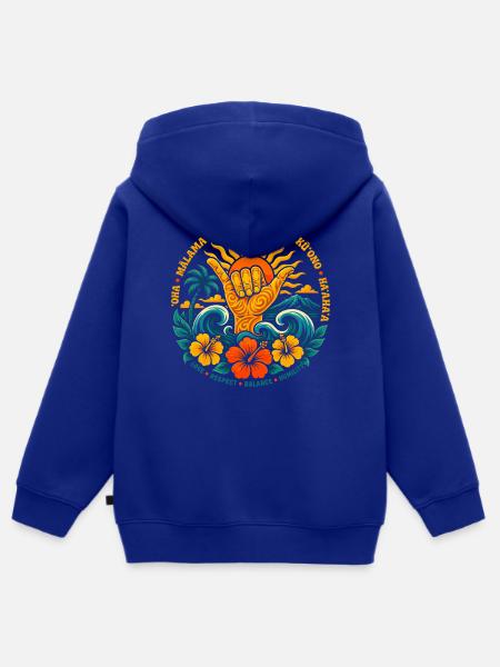 Aloha Shaka Werte - Kinder Premium Organic Zip Hoodie - Royalblau