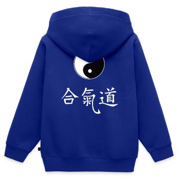YinYang Tao with lettering Aikido - Kids Premium Organic Zip-up Hoodie - royal blue - Back - AI Model Kid Male (0cm)