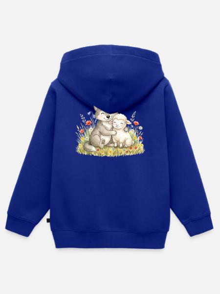 Wolf und Schaf Freundschaft - Kinder Premium Organic Zip Hoodie - Royalblau