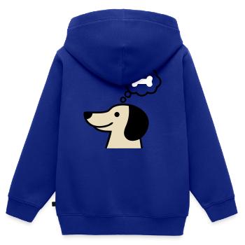 Hund Dackel Sprechblase Hundemama Gassi - Kinder Premium Organic Zip Hoodie - Royalblau - Hinten - AI Model Kid Male (0cm)