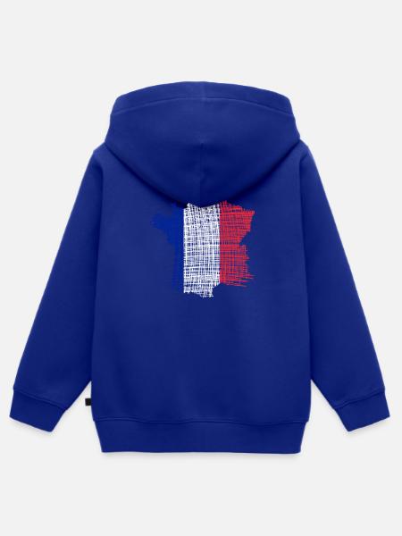 Frankreich Kartenflagge im Strichstil - Kinder Premium Organic Zip Hoodie - Royalblau