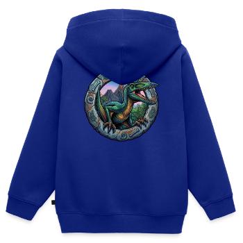Ptérosaures dans l’anneau portail - Sweat Premium à capuche zippé enfant bio - bleu roi - Dos - AI Model Kid Male (0cm)