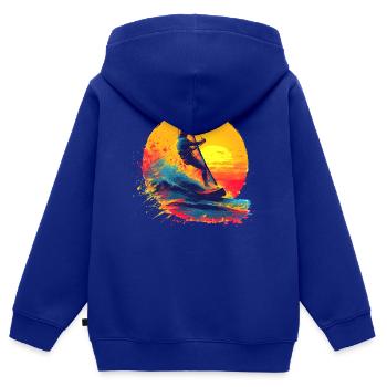 Oldschool Windsurfen - Kinder Premium Organic Zip Hoodie - Royalblau - Hinten - AI Model Kid Male (0cm)