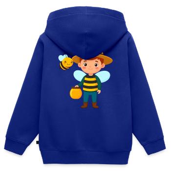 Comic-Junge als Imker mit Biene & Honig – Motiv - Kinder Premium Organic Zip Hoodie - Royalblau - Hinten - AI Model Kid Male (0cm)
